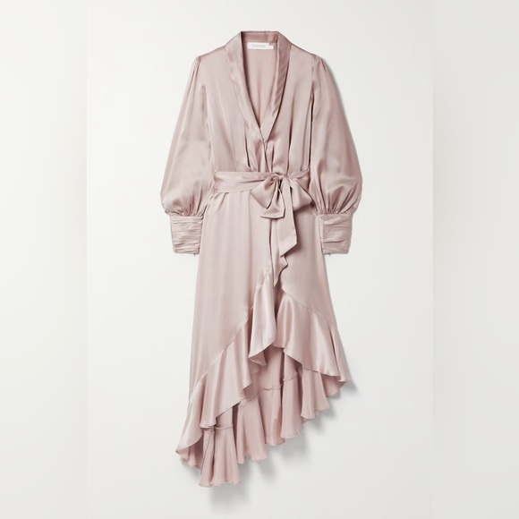 Zimmermann Dresses Zimmermann Petal Light Blush Pink Silk Long Midi